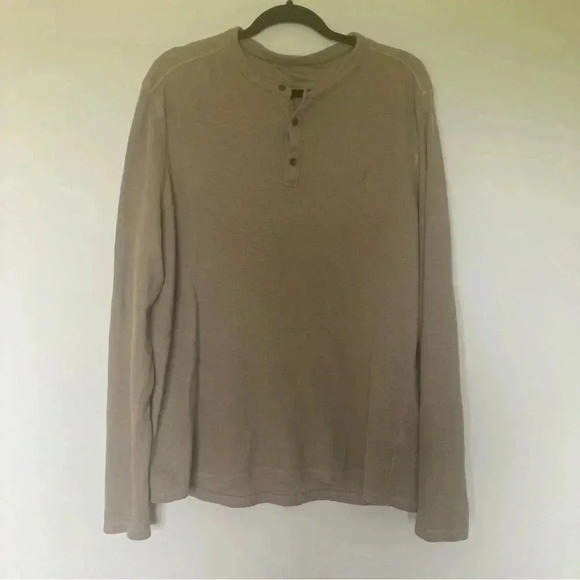 All Saints beige waffle knit long sleeve tee - Picture 1 of 5